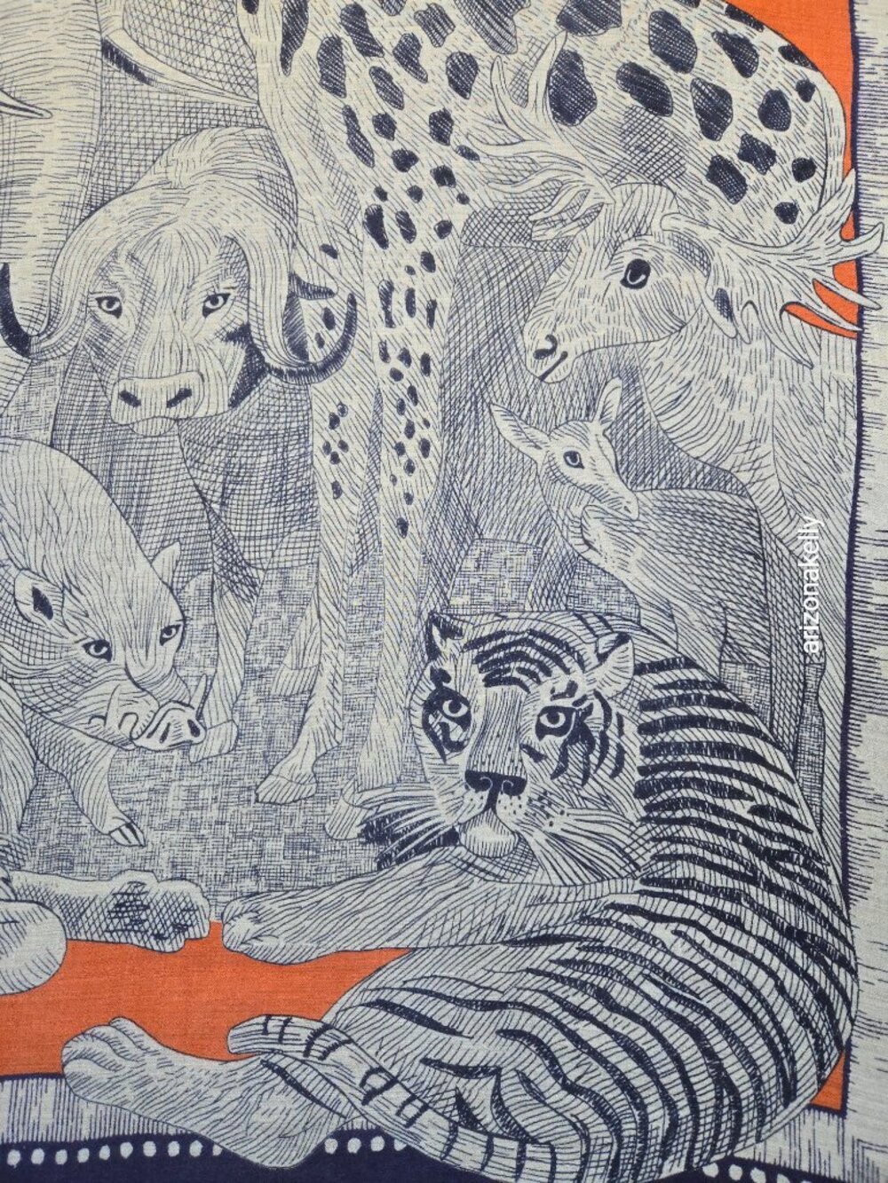 NWOT Inouitoosh Wool Scarf Safari African Animals Elephant Lion Giraffe Zebra - Picture 4 of 12